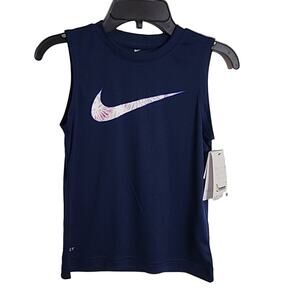 Nike Navy Blue Boys Dri-Fit Tank, Small, NWT